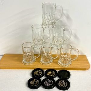 Set of 6 Very Small Glass Beer Mugs. Made in France